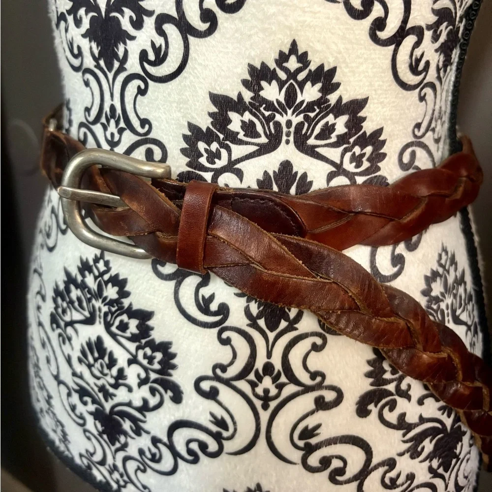 HOLLISTER Braided Brown Leather Belt